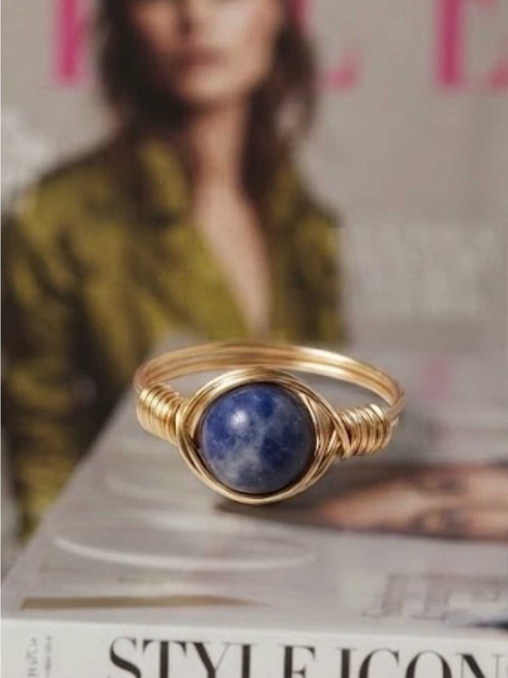 Wire Wrapped Lapiz lazuli Ring size 8
